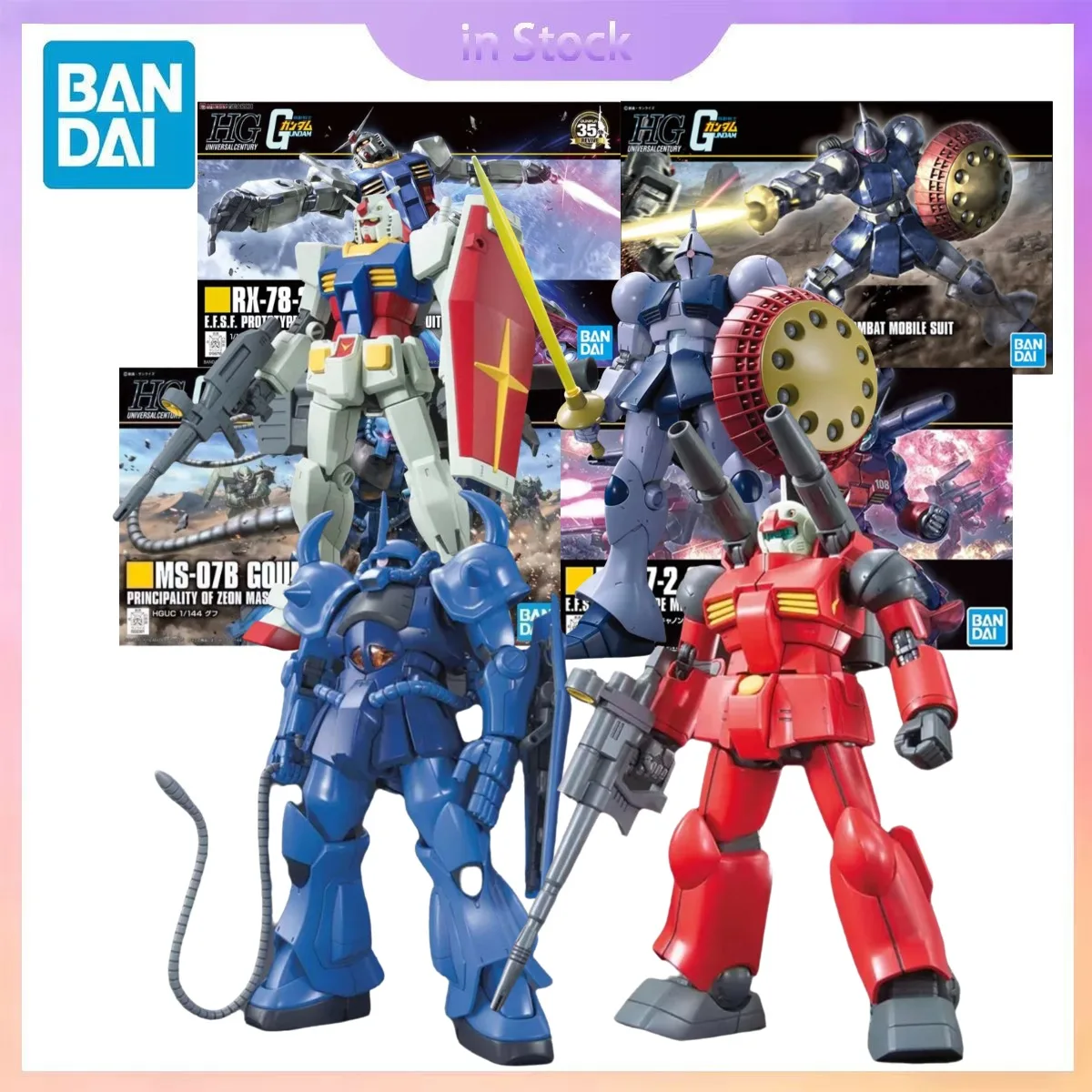 

Original Bandai Genuine HGUC Gyan Gouf RX-78-2 Guncannon Gunpla Building Gundam Anime Collection Action Figure Model Kits Gifts