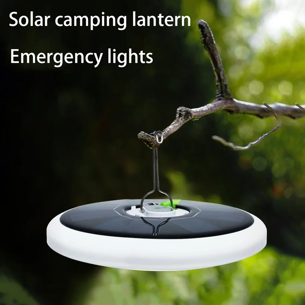 Solar Powered Waterproof LED Camping Light Tent Lantern for Outdoor Camping Portable Emergency Rechargeable Light for BBQ Hiking