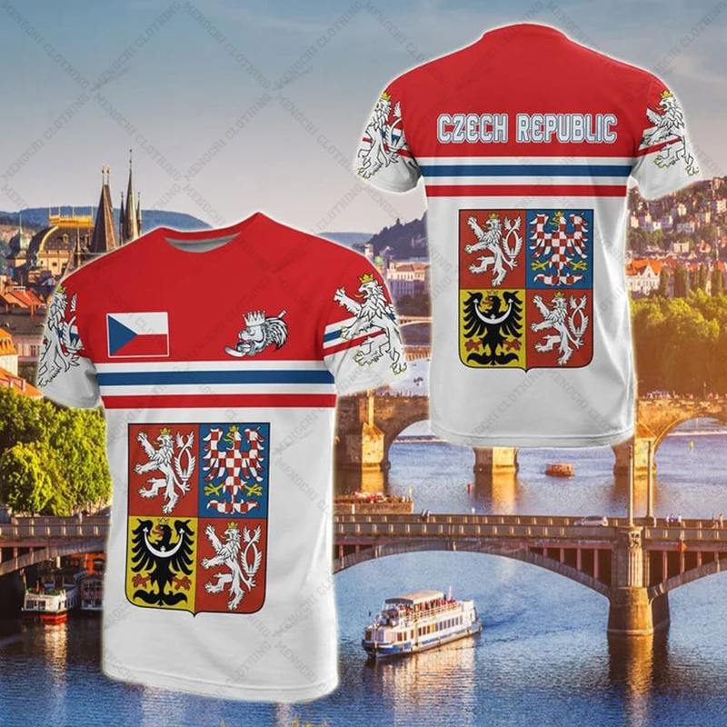 Custom Name Summer Casual Czech Flag Graphic T-shirts Cool Men's Fashion Jersey Soft Short Sleeve Tops Fast Dry Sportswear view 5
