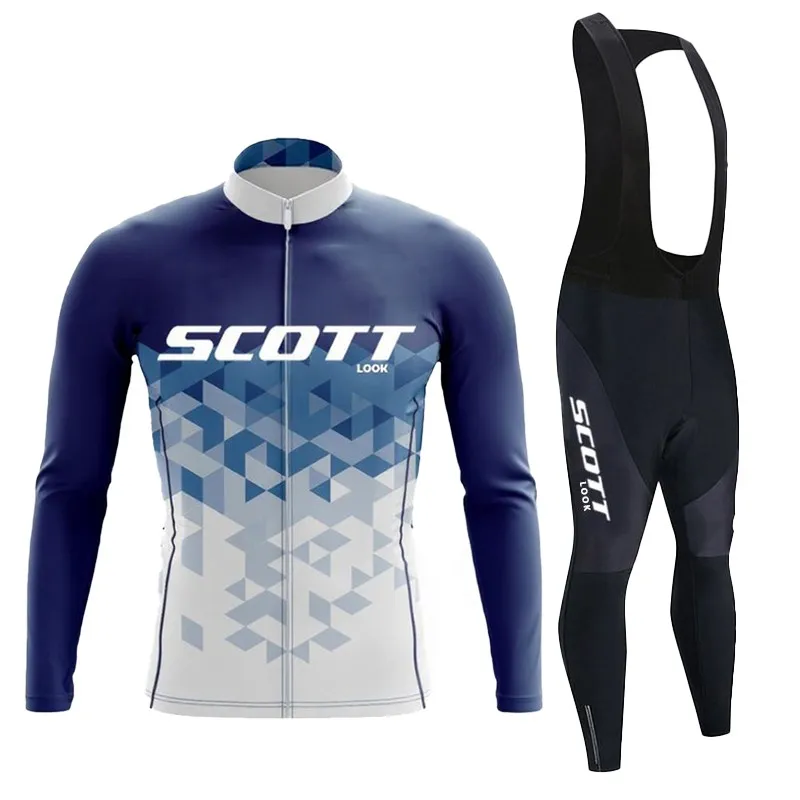 Ademende wielertrui met lange mouwen Set Bib Broek Ropa Maillot Ciclismo Fietskleding MTB Bike Uniform Herenkleding