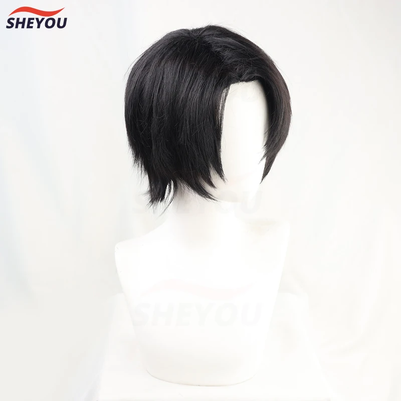 High Quality Levi Ackerman Rivai Short Brown Mixed Hair Heat Resistant Cosplay Costume Wig + Track + Wig Cap