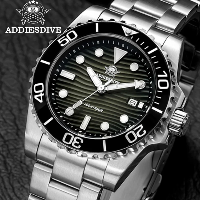 

ADDIESDIVE TOP Watch For Men 3D Desert Texture BGW9 Luminous 200m Waterproof 41mm 316L Stainless Steel Date Display Quartz Watch