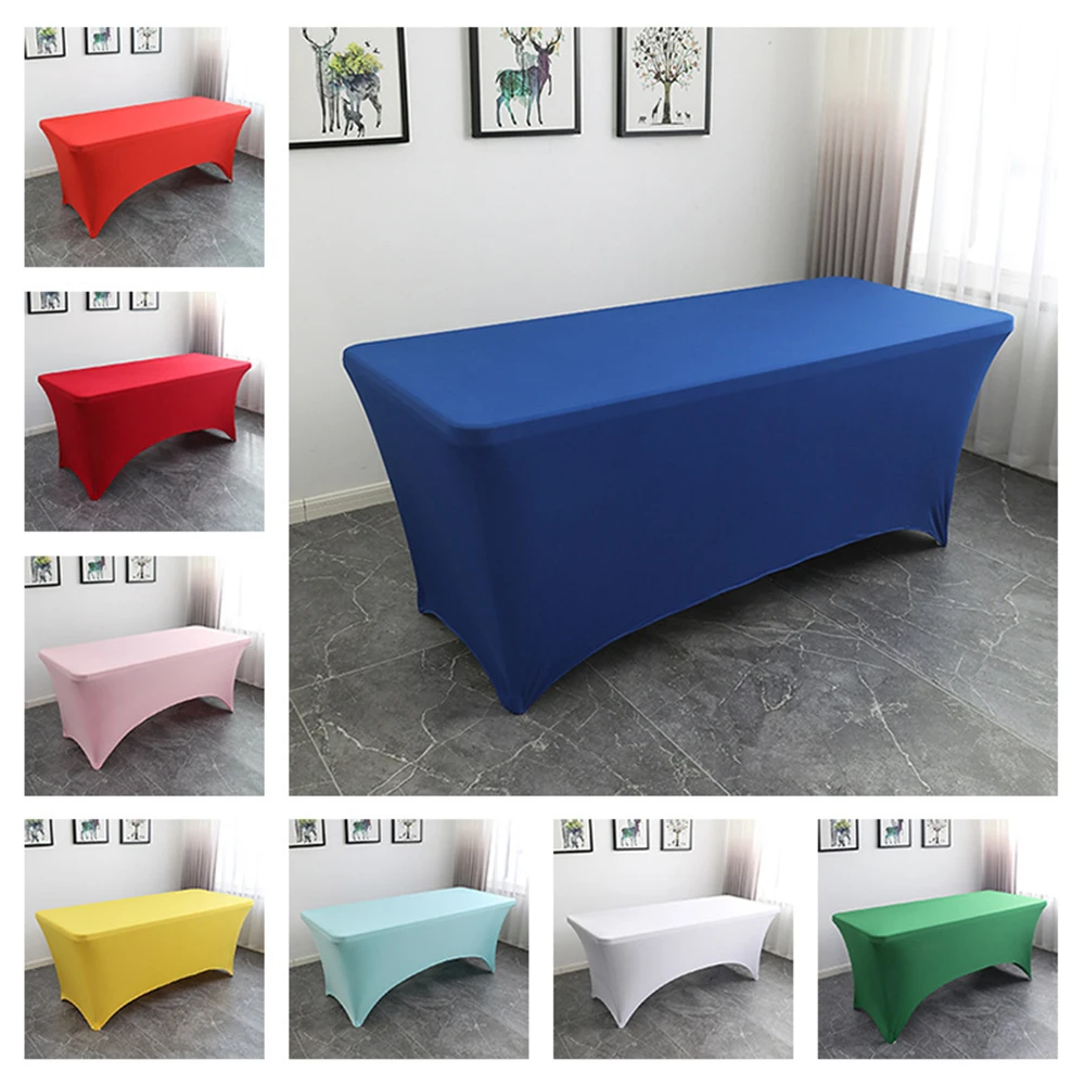 

New Stretch Table Cloth Spandex Cocktail Table Cover Rectangular Birthday Tablecloth Wedding Party Table Cover Decor