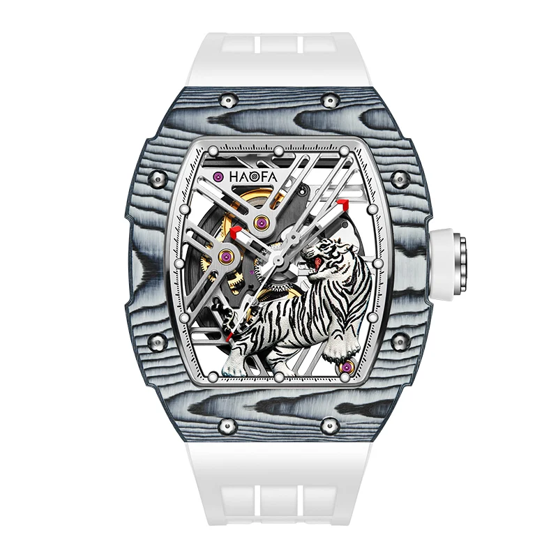 Haofa Mechanical watch Man Tiger Luminous Hollow Skeleton Automatic Movement 316 Stainless Steel Sapphire Crystal Outdoors 1973