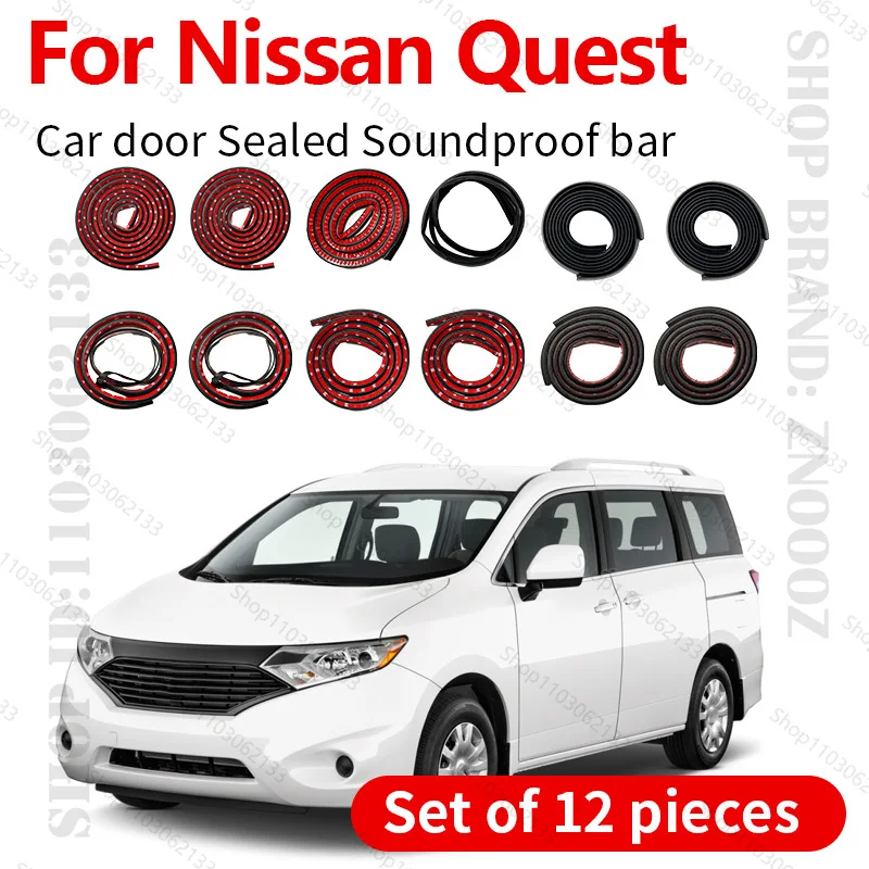 

For 2011-2017 Nissan Quest Car Door Strip Rubber Double Layer Sealing Protector Soundproof Strip Dustproof Seal Strip 12PCS Set
