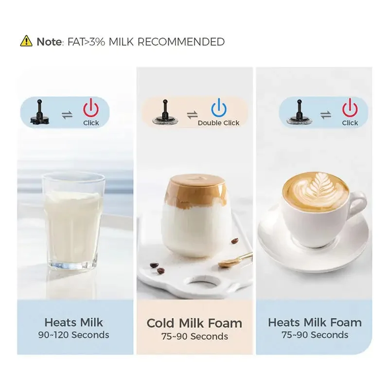 Electric Milk Frother 550W Hot and Cold Milk Coffee Whip Household Frother Suitable for Latte Cappuccino Hot Chocolate