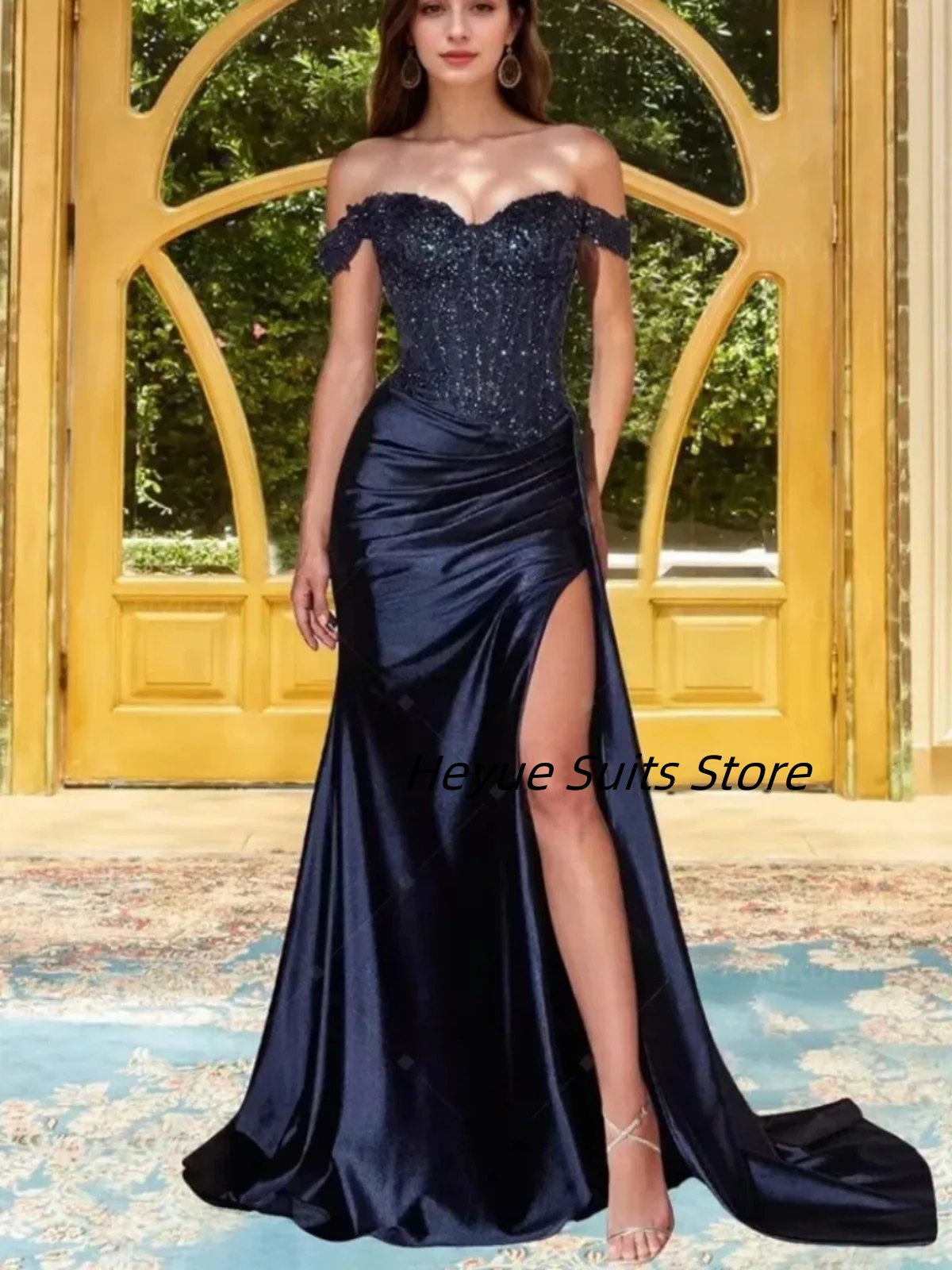 

Customized Satin Prom Fashion Dresses Quinceanera DressesOff Shoulder Applique Pleated Corset Party Gowns 15 Girls Ball Gowns