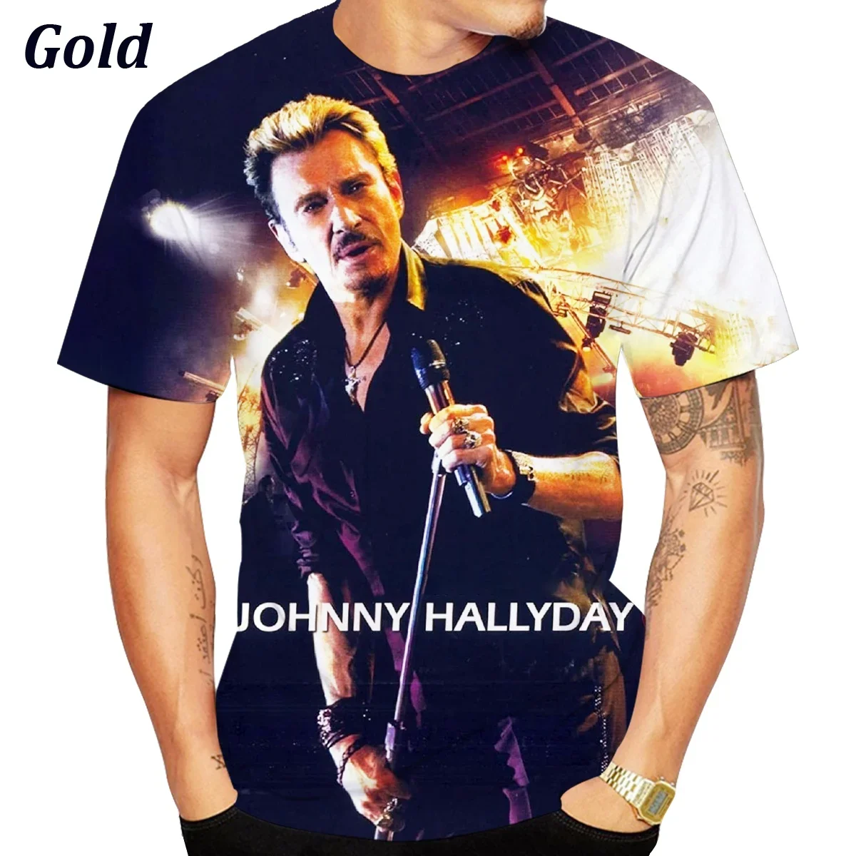 New Singer Actor Johnny Hallyday 3d Printing T-shirt Summer Fashion Casual Men's Trend Short Sleeve Top