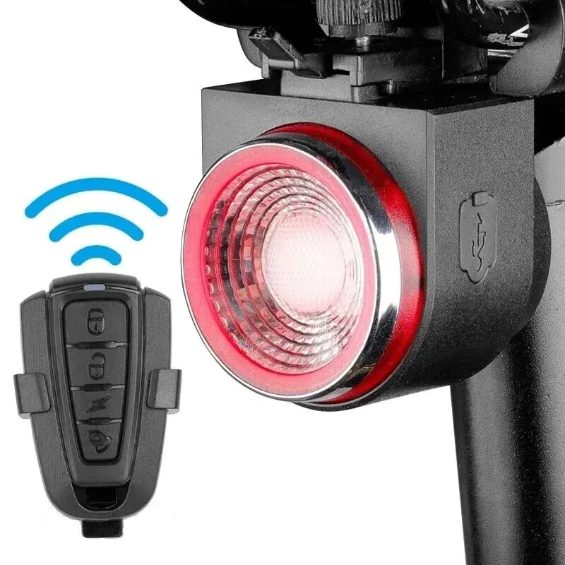 ANTUSI A8 Bike Anti-theft Alarm Lock Auto Brake Cycling Taillight Remote Control Waterproof Bicycle Rear Light Wireless Bell