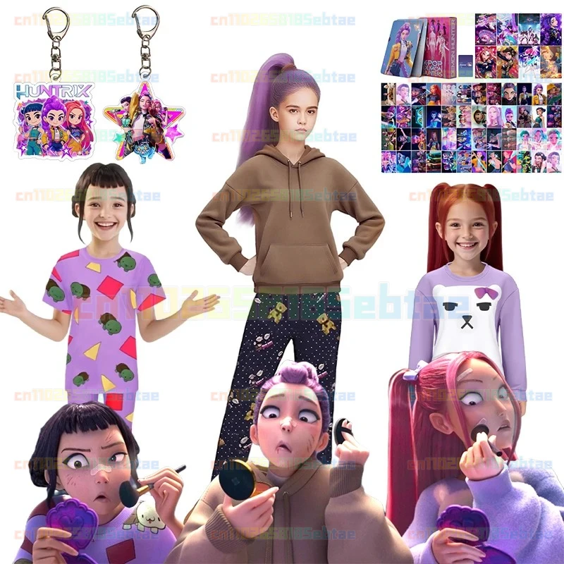 

KPop Demon Hunters Mira Rumi Zoey Purple Pajamas Cosplay Costume Kids Halloween Party Outfit Cute K-POP Anime Girls Clothing