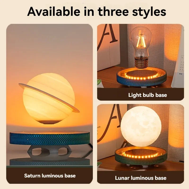 Magnetic Levitating Saturn Moon Lamp Levitating Bulb Rotating Table Lamp Creative Office Home Decoration Unique Gifts
