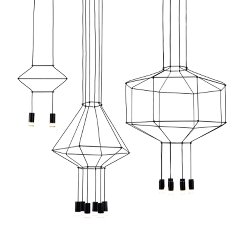 Lampu Gantung Salon Modern Ruang Makan Tamu Dapur Ruang Lobi Tangga Wireflow Lampu Gantung Loteng Nordic Deco Lampu Liontin Kilau