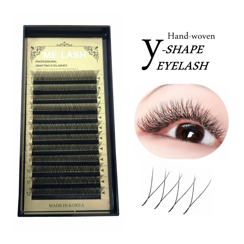 

YY форма накладные ресницы двойные накладные ресницы Y Eye Lash C/D Curl матовый черный 8 мм to15 мм натуральные двумерные объемные ресницы