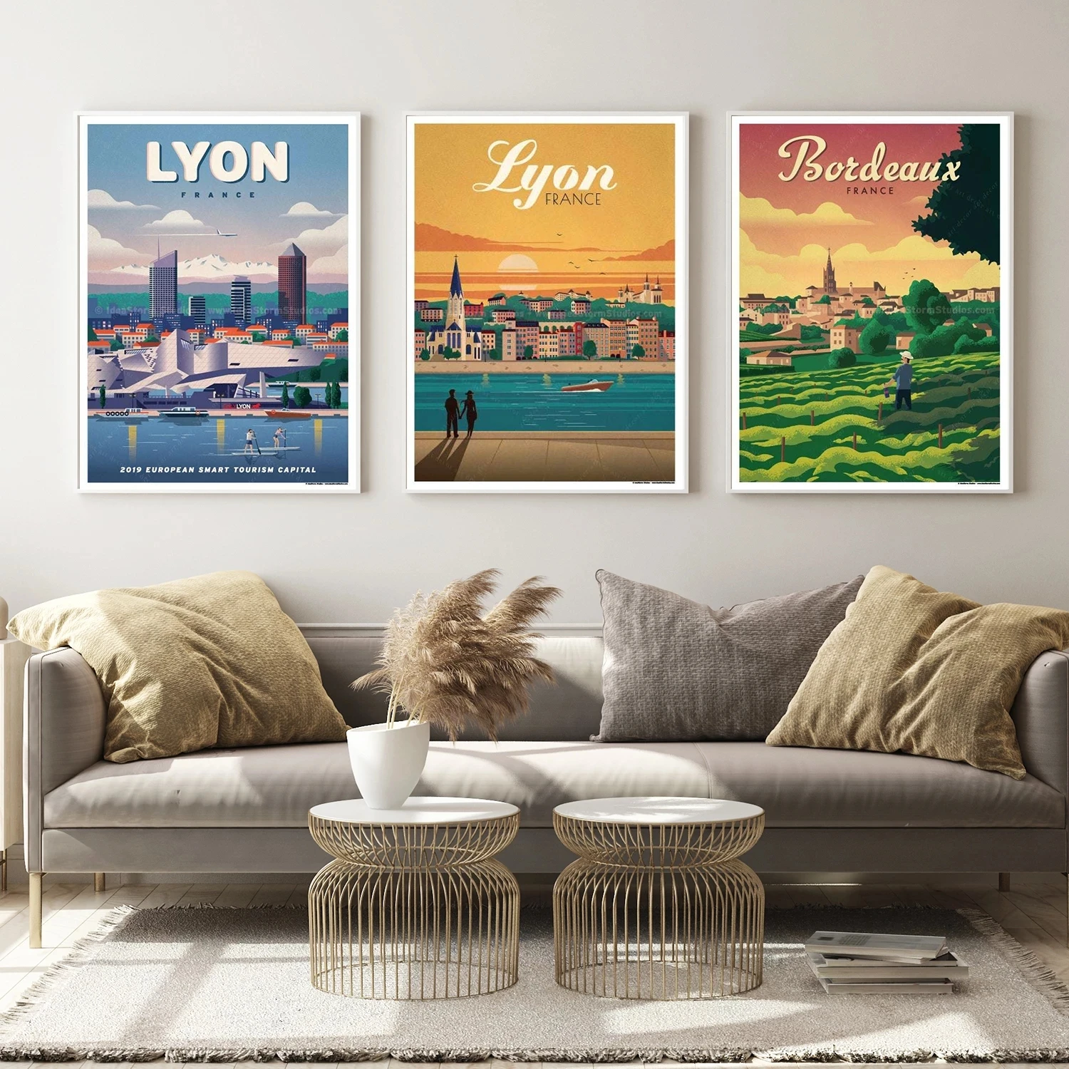 Marseille Lyon Lille Bordeaux France Landscape Art Poster Wall Decor Painting Canvas Print Nordic Home Decor Gift Retro Picture