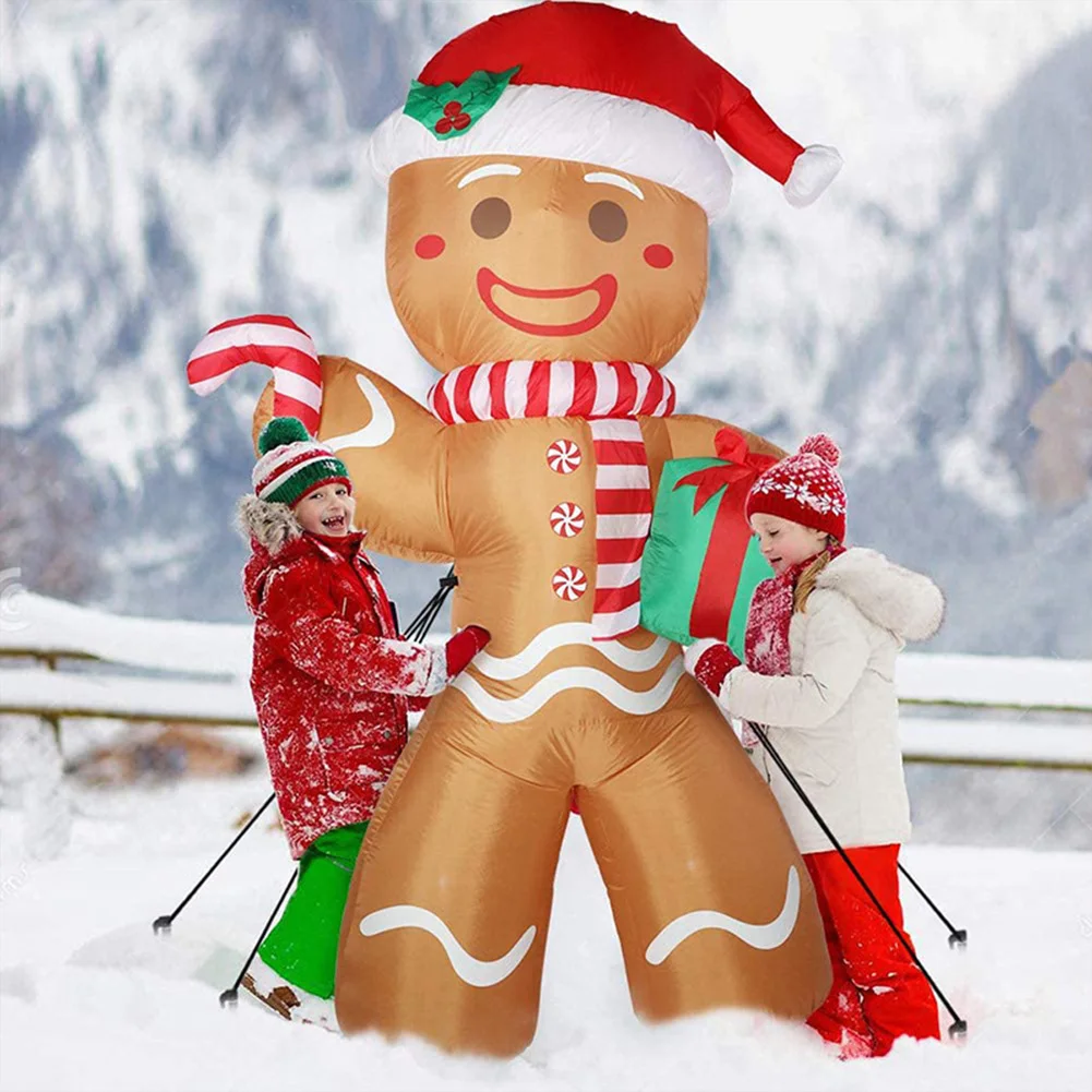 

Christmas 2.4m Inflatable Gingerbread Man With Candy Built-In LED Lights Blow Up Decoration Outdoor Garden Xmas Party Ornament