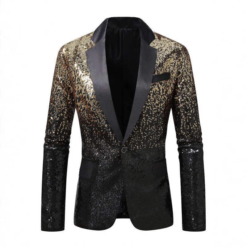 

Cross border men's gradient sequin stage runway show dress, colorful suit top, nightclub anchor suit jacket