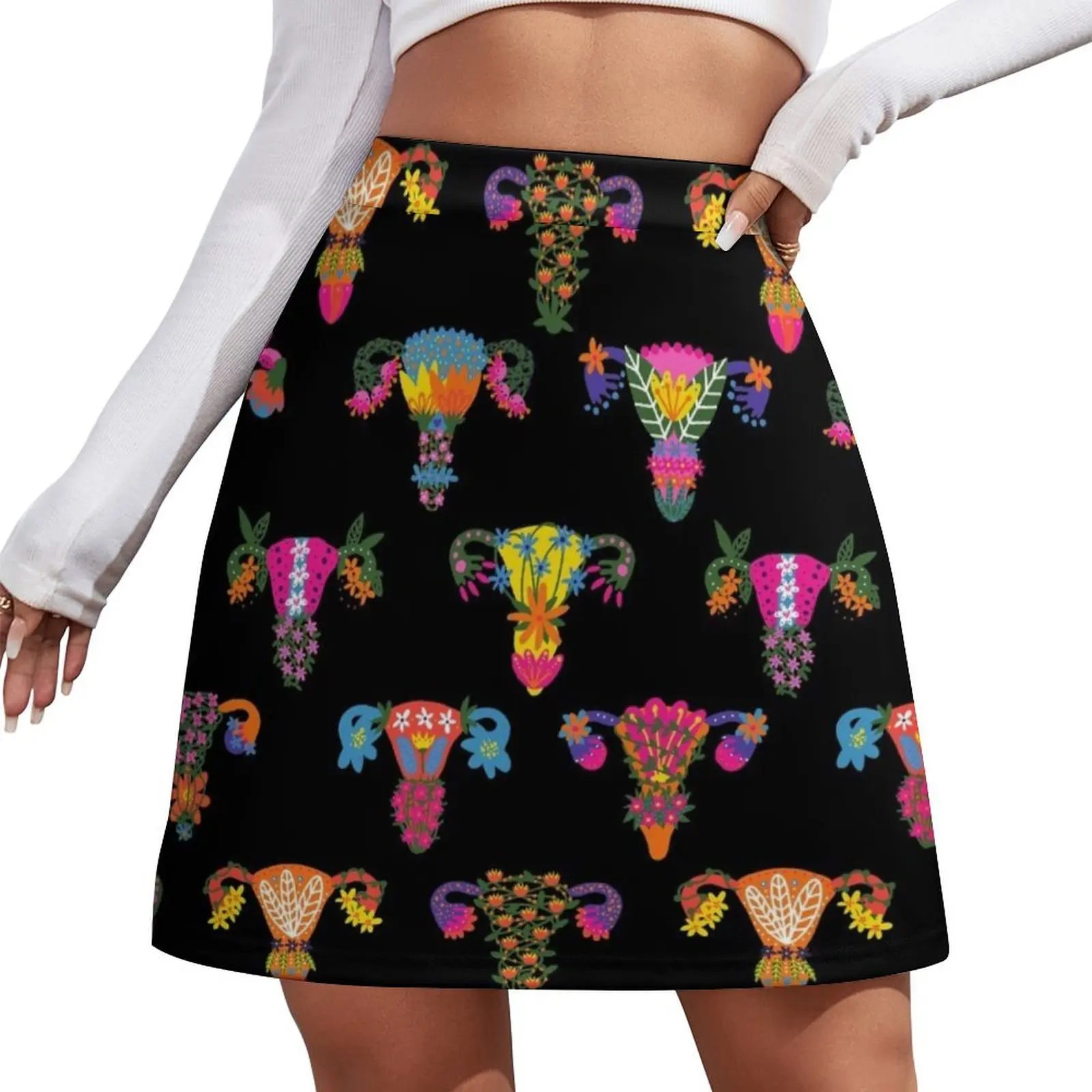 

Uterus and ovaries Pattern Galore Mini Skirt chic and elegant woman skirt 90s vintage clothes School skirt