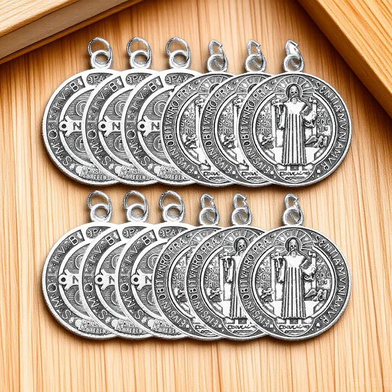 

12pcs Metal Charms For Jewelry Making Saint Pendants Italian Charms Diy Keychain Bible Ornament Christmas Decor Gift Unique