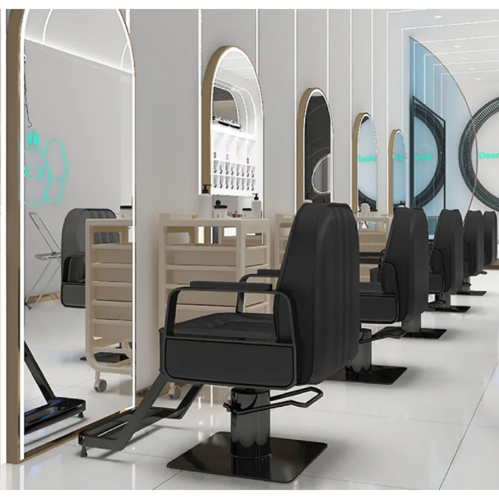 เก้าอี้ตัดผมสไตล์วินเทจ ปรับระดับความสูงและเอียงได้ สำหรับใช้ได้ทั้งชายและหญิง พร้อมเบาะหนังเทียม