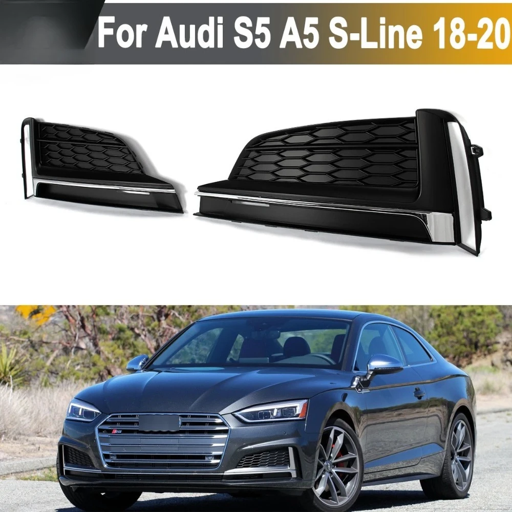 8W6807681F 8W6807682F Left Right Side Front Bumper Side Outer Fog Light Lamp Grille Cover Fit For Audi S5 A5 S-line 2018-2019