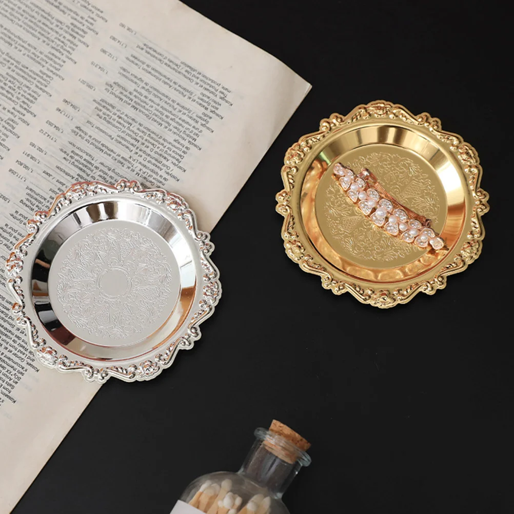 

Alloy Cake Tray Jewelry Plate Fruit Platter Earring Holder Sundries Storage Necklace Ring Dish Practical Gift