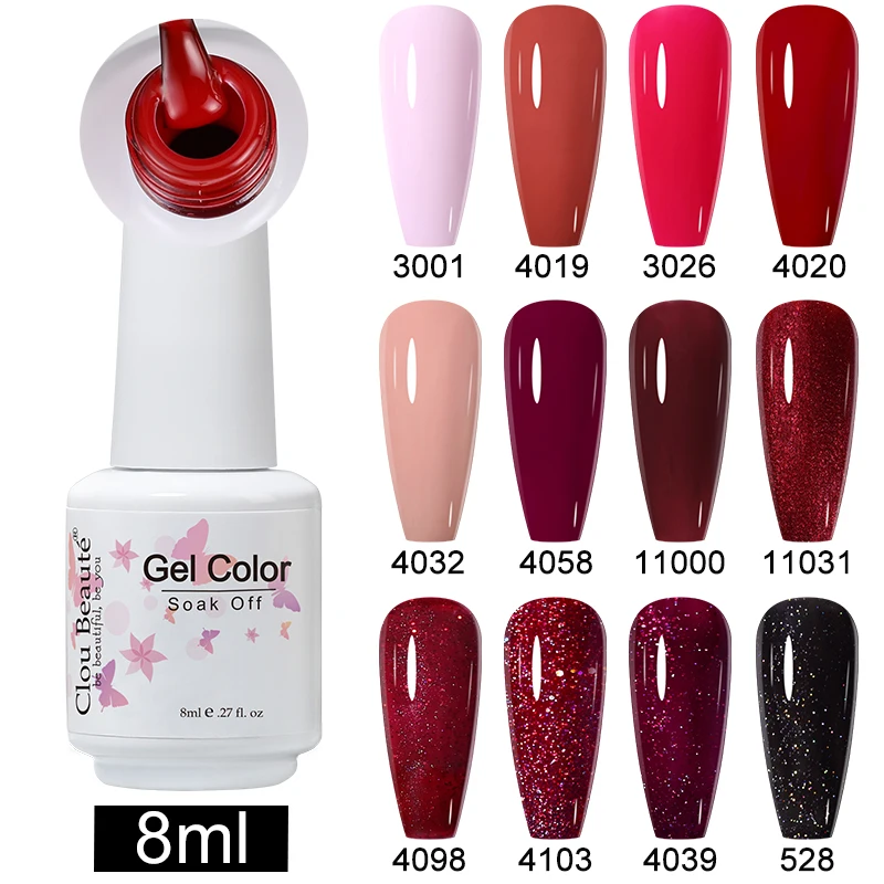 

Clou Beaute 8ml Nail Gel Polish Top Base Coat Vernis seli permanent Nail Art Professionals Soak Off UV Gel Gel Varnish Lacquer