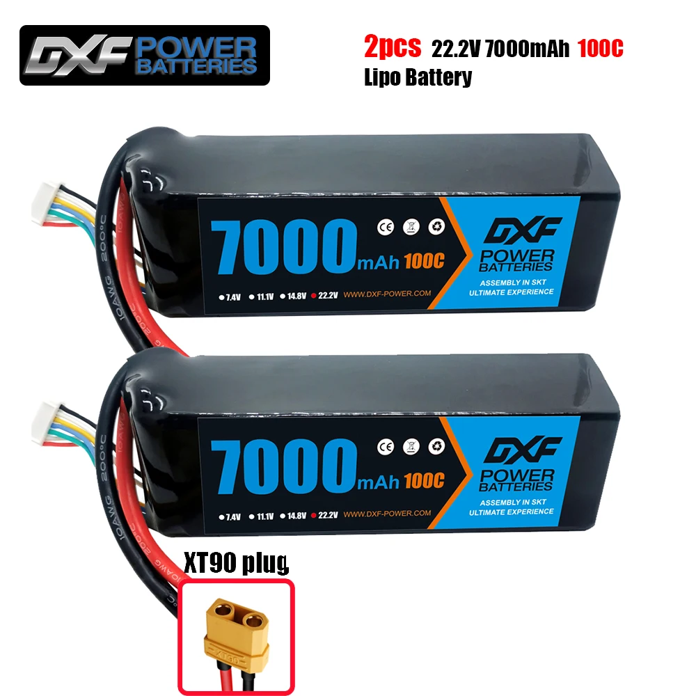 2PCS Batterien Lipo 7,4 V 11,1 V 14,8 V 22,2 V 2S 3S 4S 6S 6500mah 7000mah 100C 200C Graphene Lipo Softcase für Heicopter Drone Auto