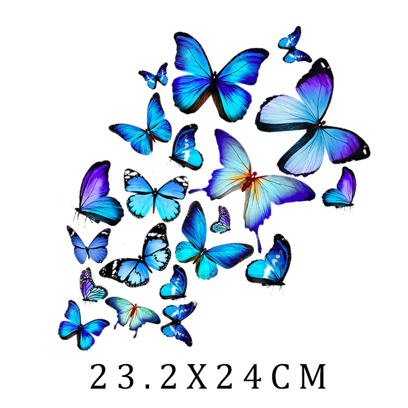 Beautiful Butterfly Thermal Sticker On T-shirt DIY Washable Iron On Hoodies Funny Design On Clothes Patches Appliqued Decoration