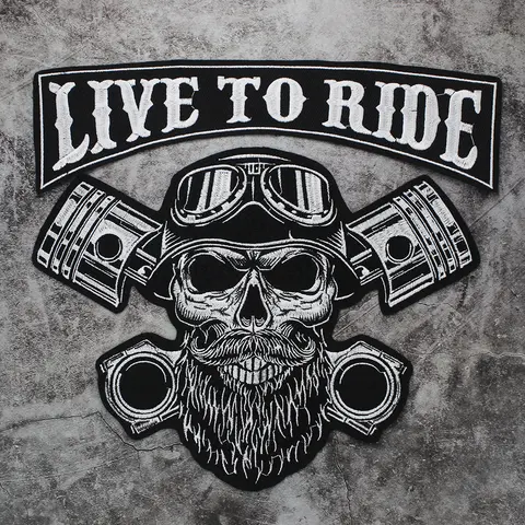Letter Punk Skull Patch Biker Rock Large Embroidered Motorcycle Band  Iron On Patches For Clothes Jacket Big  Patch Back Badge