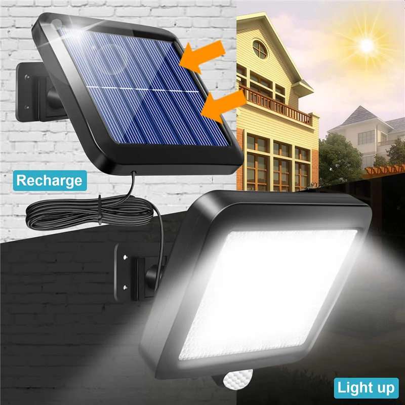 Solar Power Wall Light Outdoor Motion Sensor Light 56 LED Security Night Light for Garden Garage Driveway Porch Fence