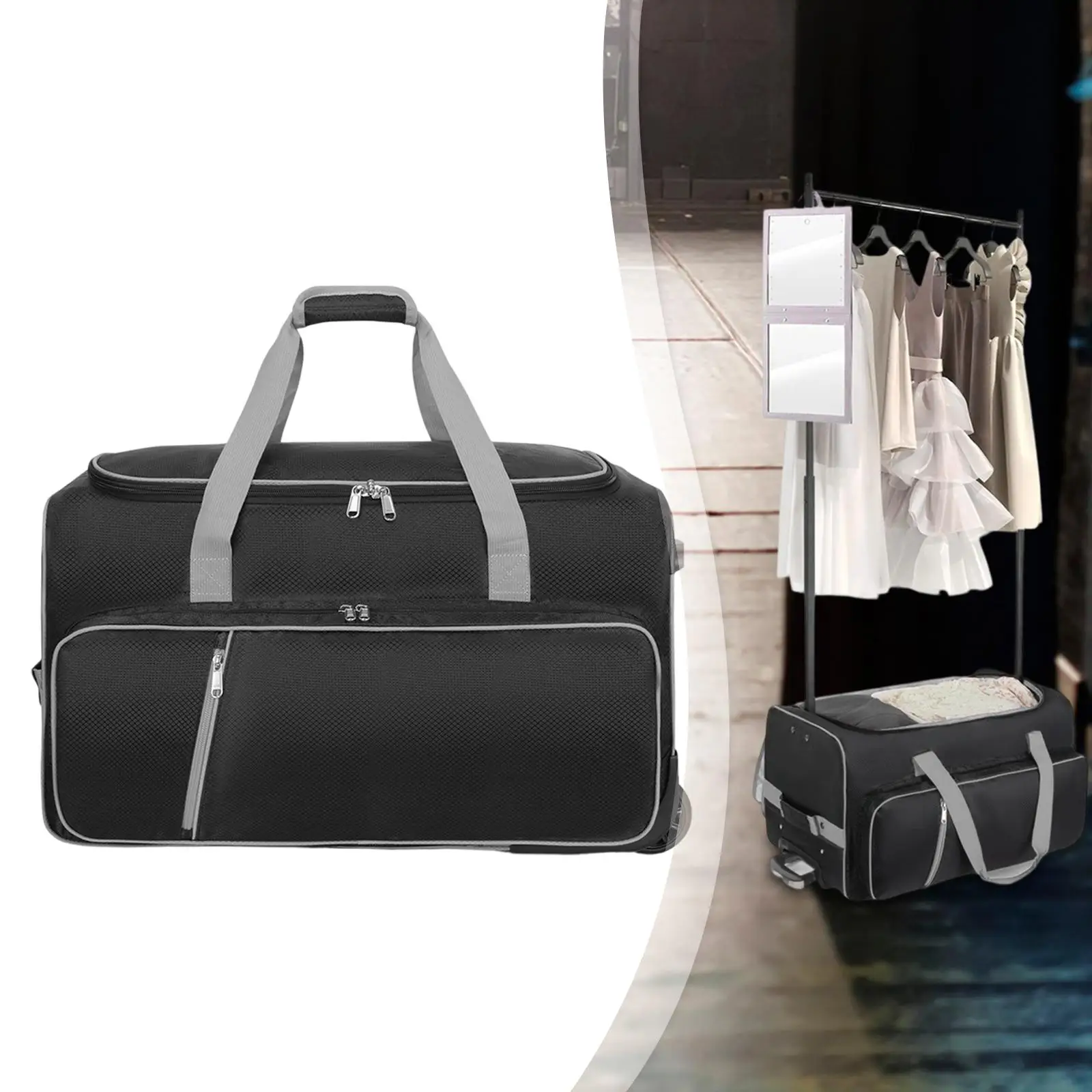 Dance Bag with Garment Rack, Easy Assembly Lightweight Clothes Rack, Large Upright Luggage Suitcase,Rolling Duffel Adults Unisex - view 2