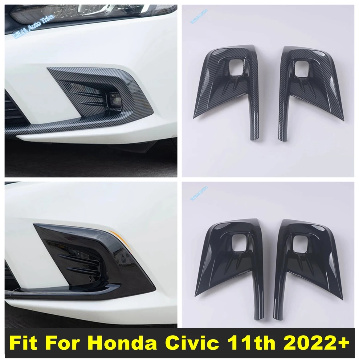 

ABS Auto Front Bumper Fog Lights Lamp Frame Foglight Bezel Decor Accessories Cover Trim Kit For Honda Civic 11th 2022 2023 2024