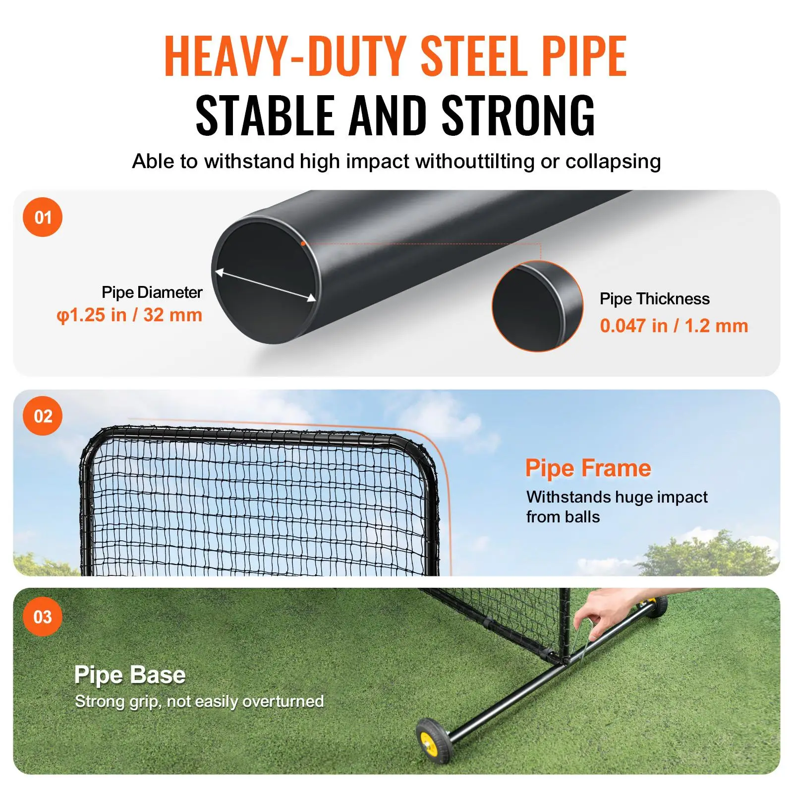 7x7 ft Softball Baseball for batting Cage Safety Screen Portable Pitching Protector Net with Carry Bag Wheels Ground Stakes Heavy Duty L Screen for pitchers