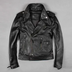 Veste en cuir véritable à revers pour femme, manteau en peau de mouton, coupe couvertes, manches longues, rouge, court, moto, haute qualité, mode, 2023