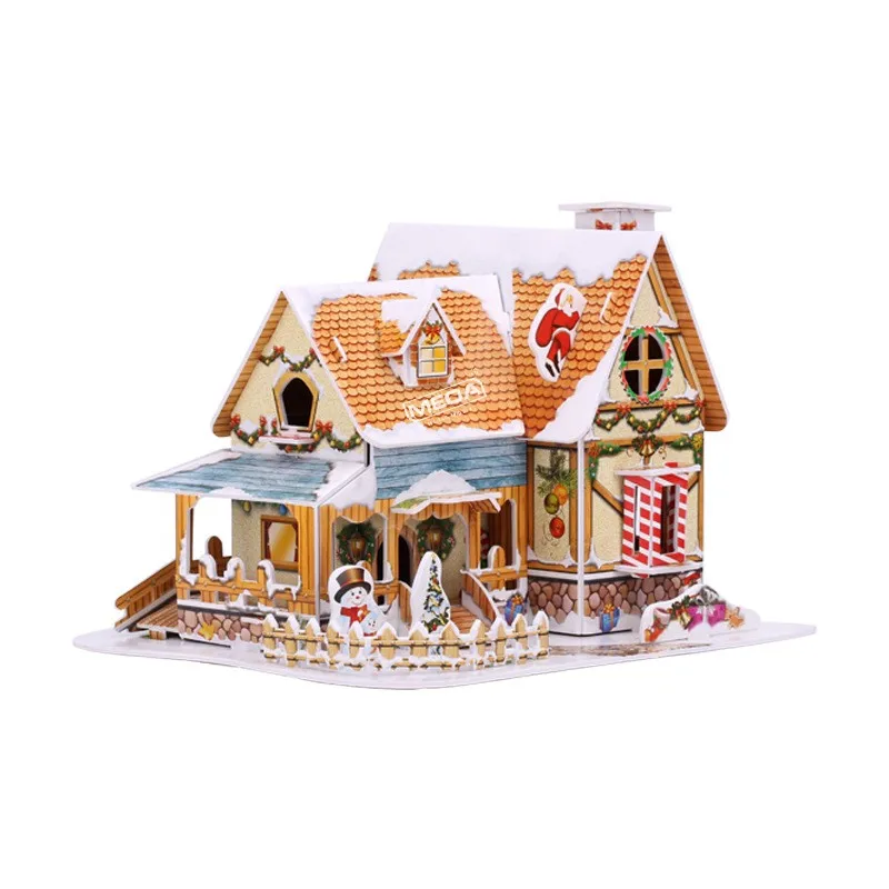8 Style Christmas Castle Building 3D Puzzle Model X'max House Architecture Construction Jigsaw Puzzles Toys Kids Christmas Gift