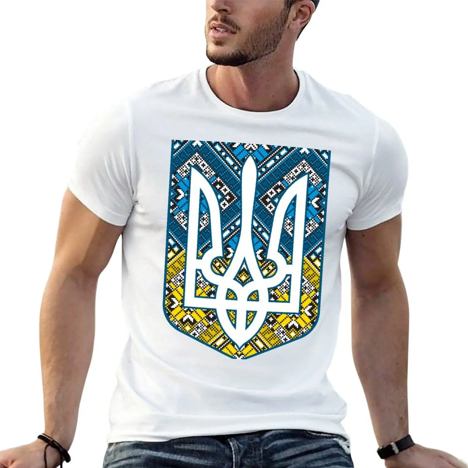 

Ukraine coat of arms Trident (Tryzub) T-Shirt t shirt man cotton anime t shirts oversize funny t shirts dark humor T-shirt