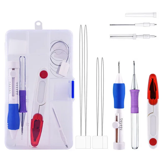 DIY Magic Embroidery Pen Set Punch Needle Kit Stitching Tool Set Apparel Sewing Weaving Patch Knitting Tool Sewing Accessories