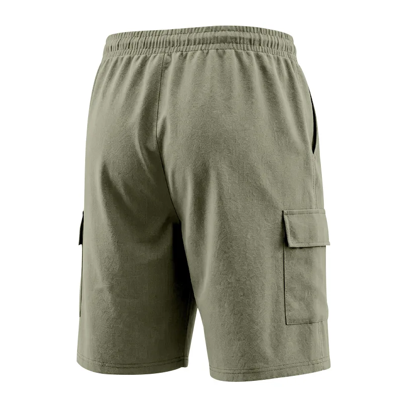 Amerikanische Multi-Pocket-Overalls für Herren, Outdoor-Sport und Freizeit, lockere, einfarbige Leinen-Overalls, Fünf-Punkt-Shorts – Detail 20