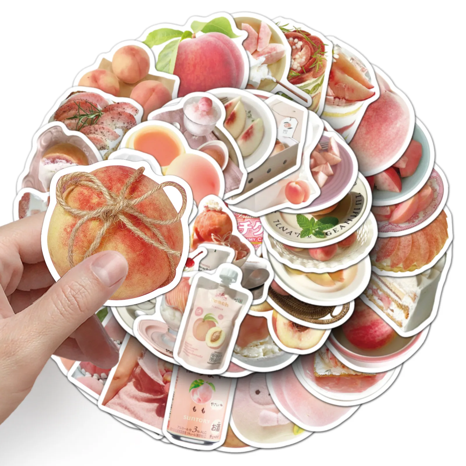 

50PCS Peach INS Style Cartoon Cute Funny Doodle Decorative Notebook Water Cup Scooter Helmet Sticker Waterproof Decal Toy
