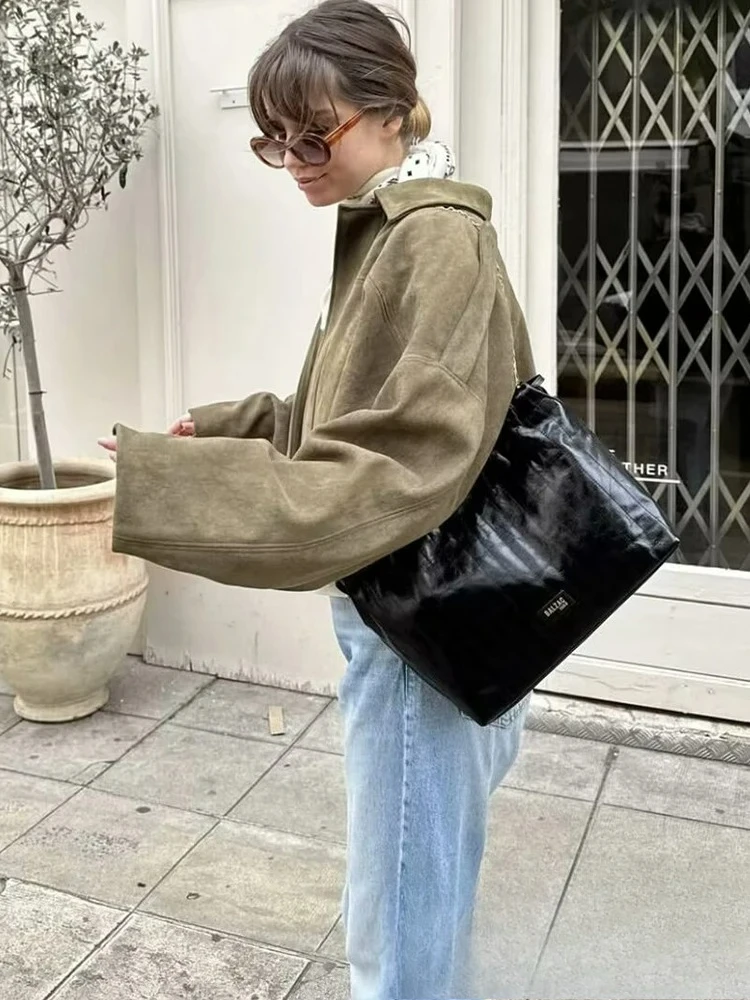 سترة KONDALA أنيقة غير رسمية للنساء بسحاب وياقة مقلوبة وأكمام طويلة معاطف قصيرة فضفاضة موضة 2025 سترات للربيع والصيف