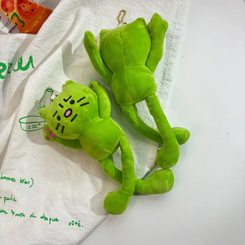 لطيف تمتد القط ألعاب من نسيج مخملي على ظهره أفخم قلادة المفاتيح الإبداعية وعصرية طويلة أرجل القط دمية هدية رائعتين #2