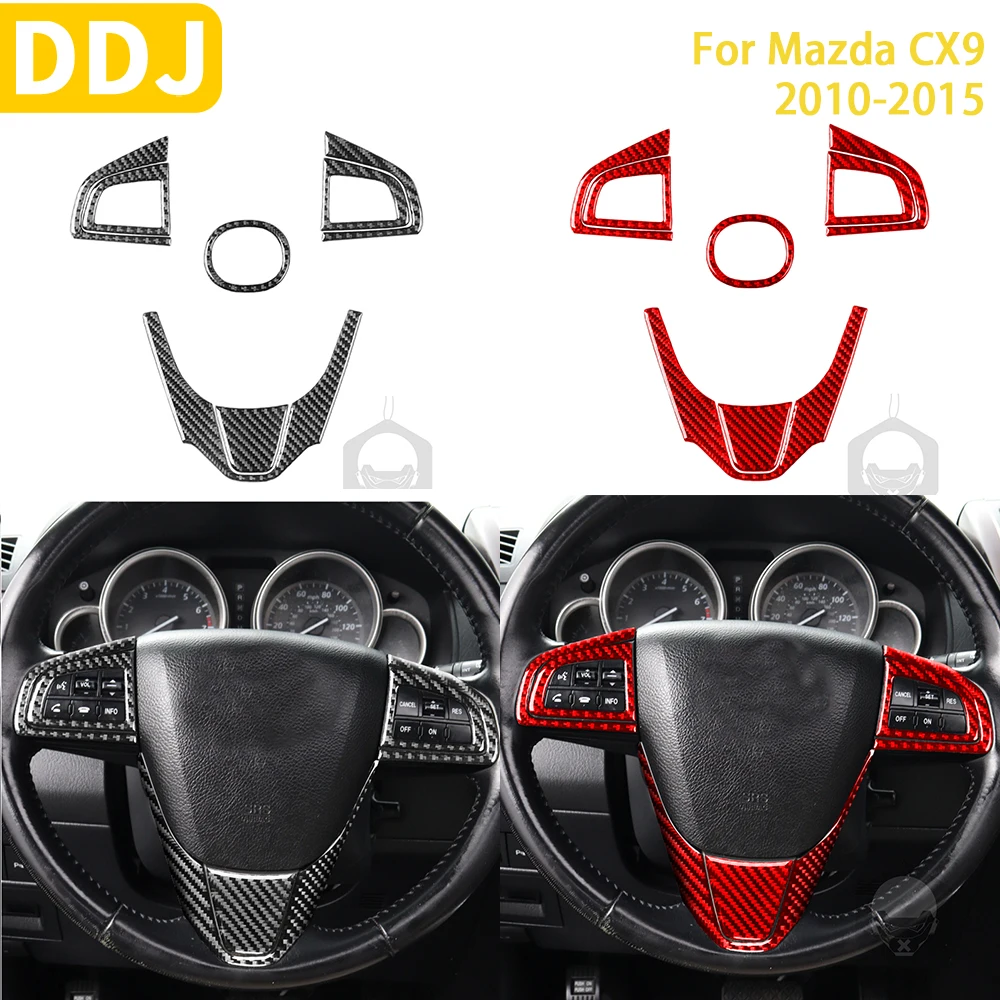 

For Mazda CX9 2010 2011 2012 2013 2014 2015 Accessories Carbon Fiber Car Interior Steering Wheel Button Panel Trim Sticker