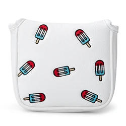White High Quality Premium Leather Golf Mallet Putter for Mallet with Magnetic Closure Colorful Ice Cream Elegant Embroidery