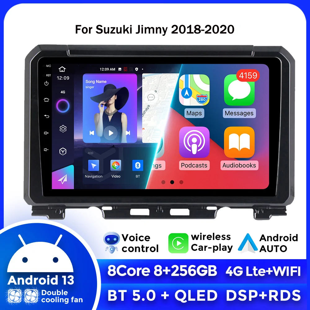 

256GB Auto Radio For Suzuki Jimny 2018-2020 Android 13 Auto Wireless CarPlay Multimedia Video Player GPS Navigation Car Radio