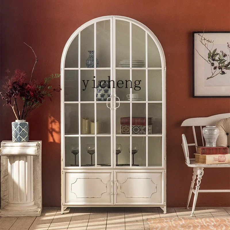 zz النمط الأمريكي الحديد الخشب الصلب المنزل ليغو تخزين خزانة الكتب جدار خزانة مشروبات B & B خزانة اليد #3