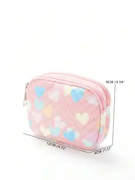 女孩愛心圖案PU拉鍊零錢包 6 最佳銷售 心形皮夾 - №4