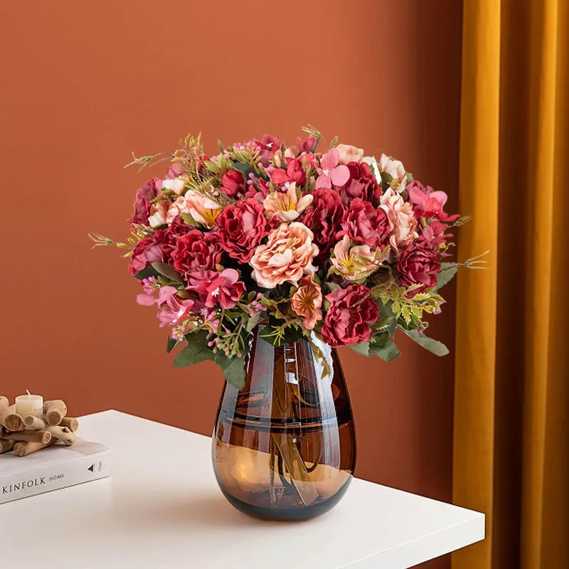 2/4 stücke Künstliche Blume Seide Pfingstrose Rose Festival Hause Outdoor garten bogen Valentinstag Hochzeit Brautstrauß DIYStage Box decora