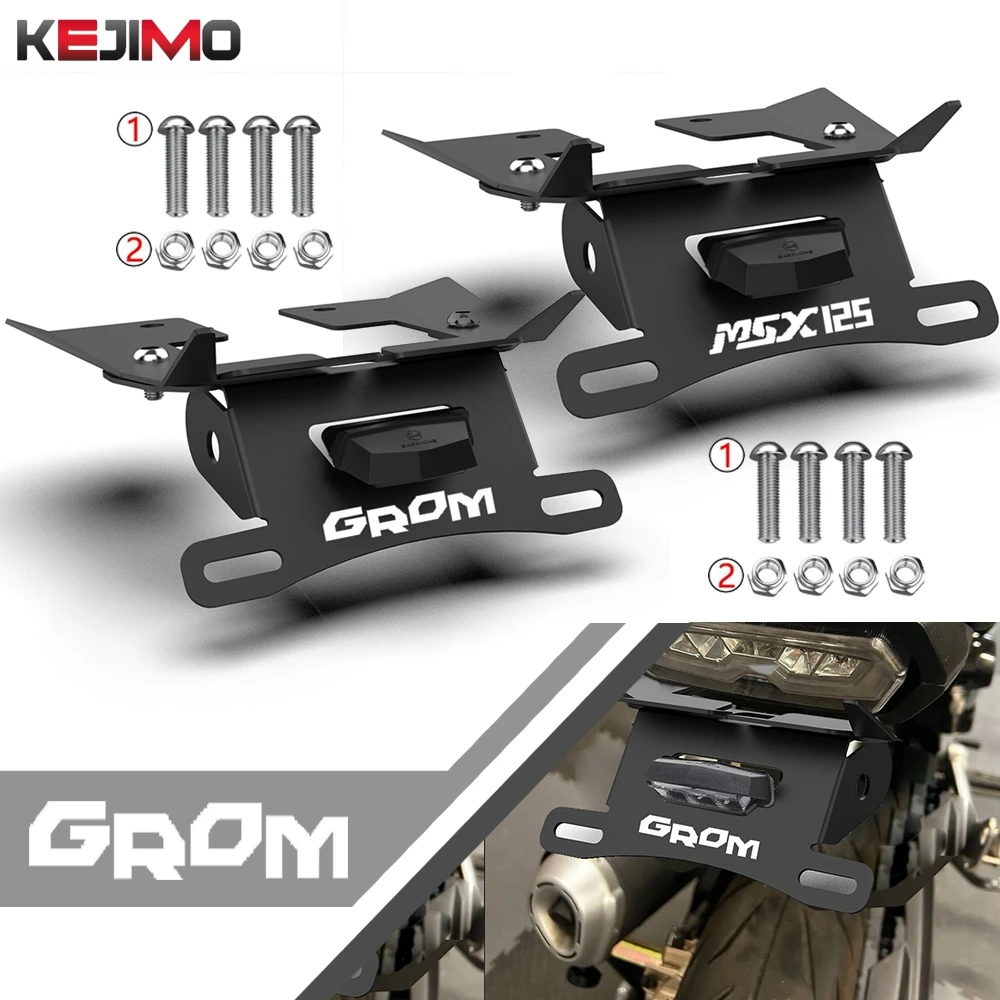 For Honda MSX125 Grom / SF MSX 125 2018-2027 2026 2025 2024 Short Tail Rear Wing Folding License Plate Frame Holder Bracket GROM