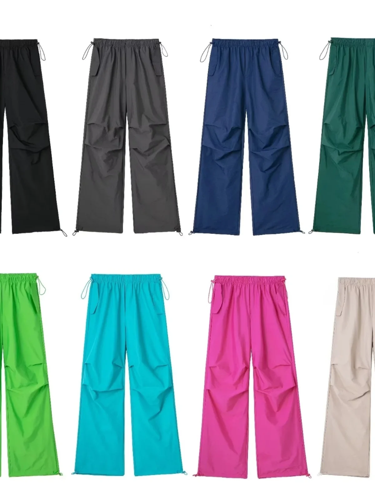 

Модные повседневные женские брюки с высокой талией, свободные, из нейлона, на шнурке, весенняя новинка, для бега, широкие штанины