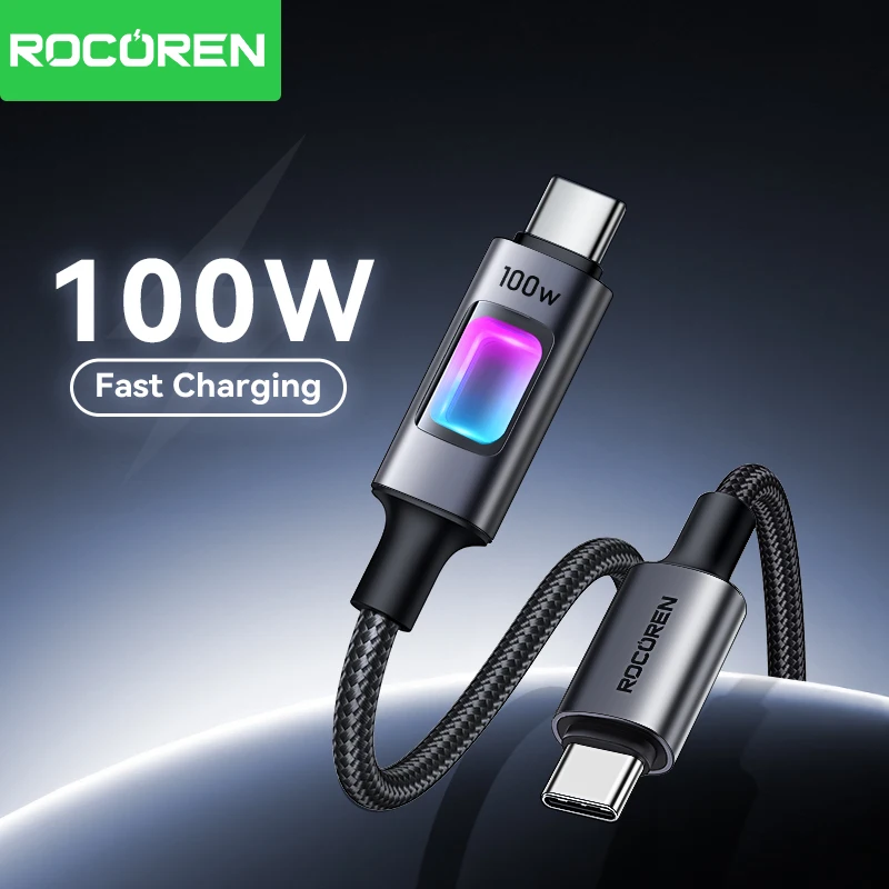 Rocoren USB Type C Cable PD 100W USB C to C Fast Charging Data Cord Type-C Quick Charging for MacBook iPad iPhone Samsung Xiaomi